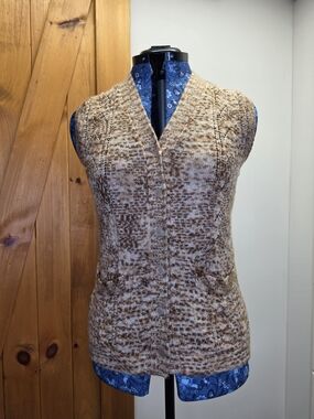 Vintage Brown Speckle V-Neck Button Front Sweater Vest